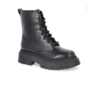 Black Lace-Up Combat Women's Boots, NWT, Wide Width